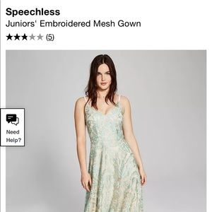 Juniors' Embroidered Mesh Gown